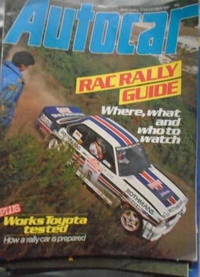 AUTOCAR 20 NOVEMBER 1982. RAC RALLY GUIDE, TOYOTA, AUDI 80, GOLF GTI, CELICA