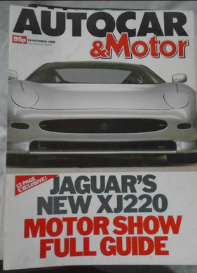 AUTOCAR & MOTOR 19 OCTOBER 1988 JAGUAR XJ220, MOTOR SHOW GUIDE. ASTON VIRAGE.