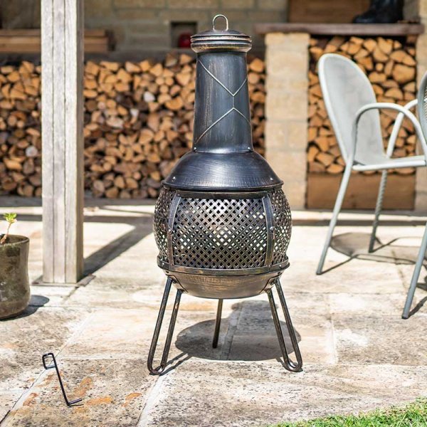 Baja Chimenea - Outdoor heating - Havana - Smart Garden - H90cm x W37cm x D37cm - Log wood burner Chiminea