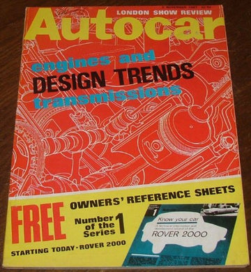 AUTOCAR Magazine 2nd November 1967 London Motor Show edition