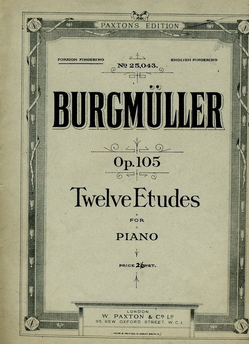 Burgmuller: Op. 105 12 Etudes. 12 Brilliant and Melodic Studies For Piano