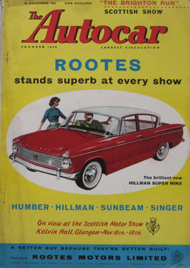 Autocar magazine 10/11/1961 featuring Lancia Flavia road test