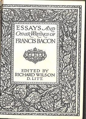 Essays and other writings of Francis Bacon [Hardcover] Wilson, Richard (ed.)