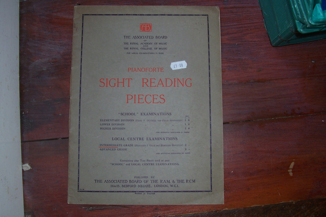 Pianoforte Sight Reading Pieces, etc Associated Board of the Royal Schools of Music