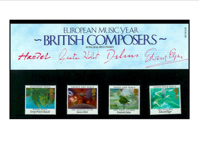 BRITISH COMPOSERS 1985 PRESENTATION PACK No. 161 Royal Mail Mint GB Collector Stamps * MNH * Stamps: 4 : Water Music George Frideric Handel