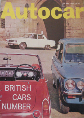 Autocar magazine 13/5/1966 featuring Sunbeam Alpine road test, MG Midget