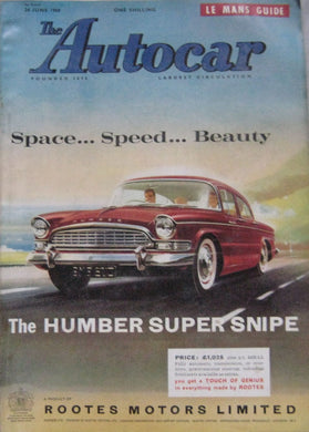 Autocar magazine 24/6/1960 featuring Jaguar D-type, Morris Minor road test