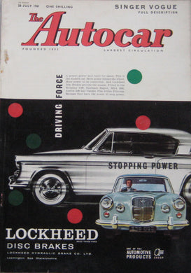 Autocar magazine 28/7/1961 featuring Alfa Romeo Giulietta road test, Singer Vogue
