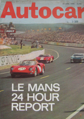 Autocar magazine 24/6/1966 featuring Le Mans report, Hillman Minx road test, NSU Prinz