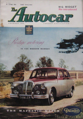 Autocar magazine 30/6/1961 featuring Fiat 600 road test, MG Midget, MGA