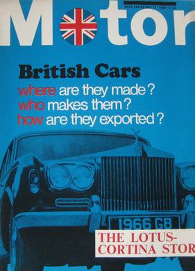Motor magazine 14 May 1966 featuring Vauxhall Victor road test, Lotus Cortina