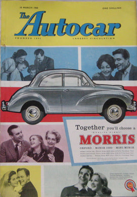 Autocar magazine 18/3/1960 featuring Fiat road test, Geneva motor show