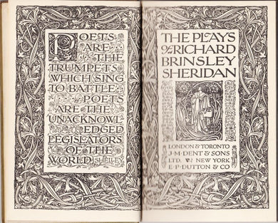 EVERYMAN'S LIBRARY: THE PLAYS OF RICHARD BRINSLEY SHERIDAN. [Hardcover] Ernest Rhys