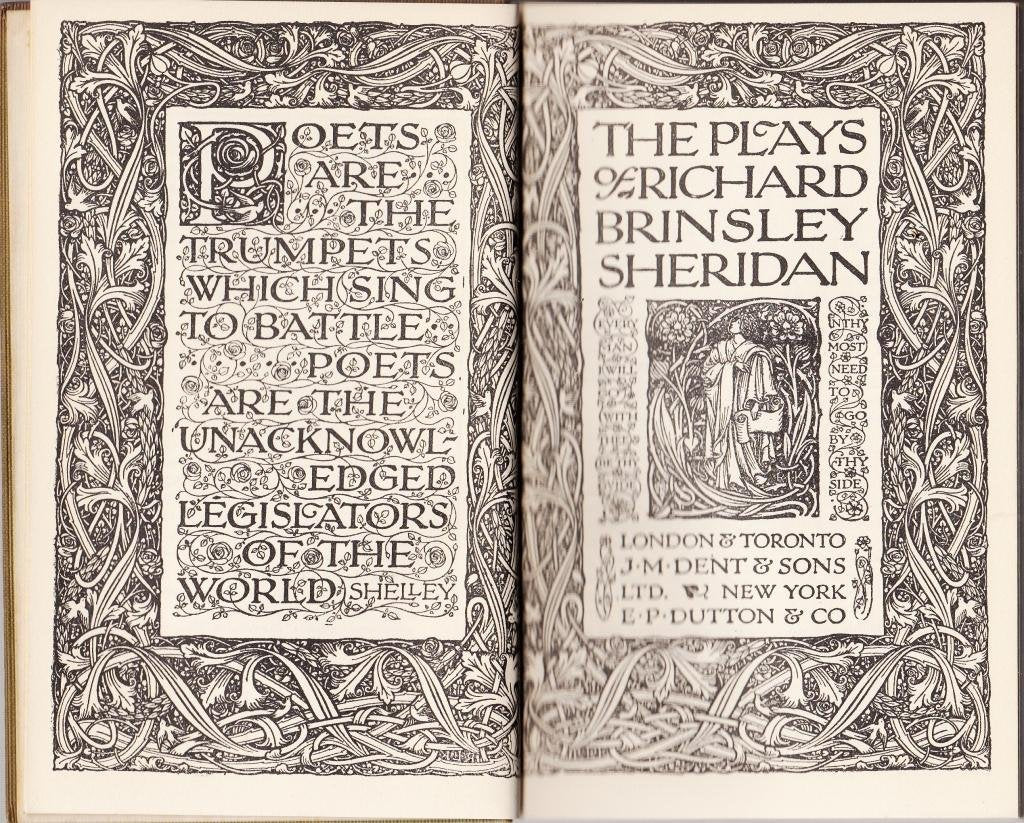 EVERYMAN'S LIBRARY: THE PLAYS OF RICHARD BRINSLEY SHERIDAN. [Hardcover] Ernest Rhys