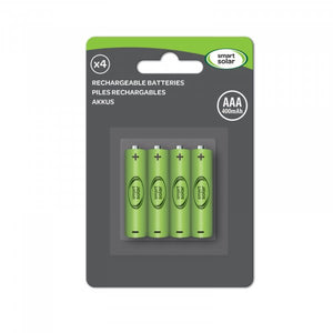 AAA in 600mAh - Four Pack Rechargeable batteries. Save waste, recharge.
