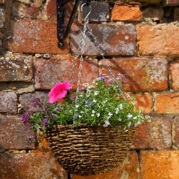 12in Country Rattan Hanging Basket 12