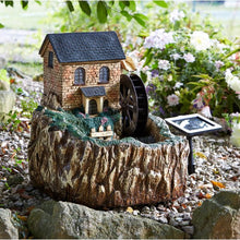 Load image into Gallery viewer, Solar Powered Water Mill Fountain with LED lighting - Water Feature

