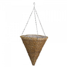 Load image into Gallery viewer, 12in Country Rattan Hanging Cone - Lined. Natural Fibre construction
