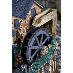 Solar Powered Water Mill Feature Fountain with LED lighting - No mains required