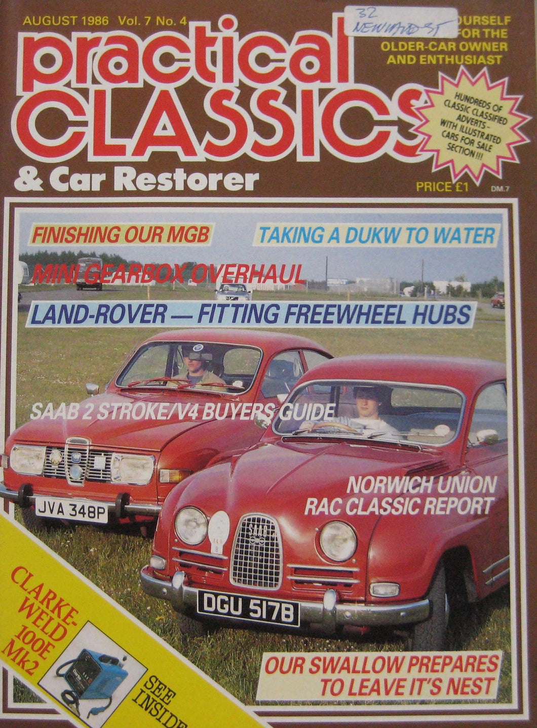 Practical Classics magazine 08/1986 featuring SAAB, DUKW