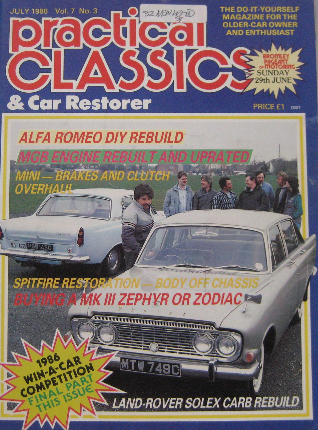 Practical Classics magazine 07/1986 featuring Alfa Romeo, Ford Zephyr, Zodiac [Paperback] John Williams