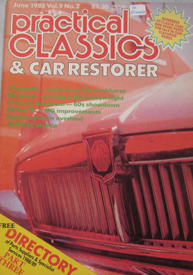 Practical Classics magazine 06/1988 featuring Ford Lotus Cortina, Sunbeam Rapier