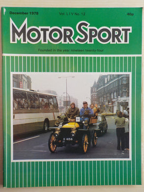 Motor Sport magazine December 1978 Vol LIV No 12 [Paperback] Bill Boddy