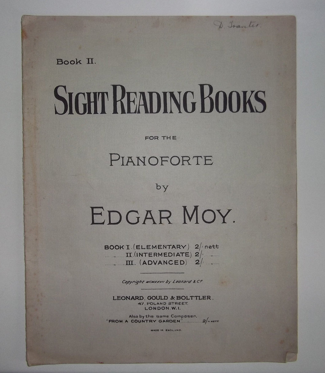 Sight Reading Books Twelve Pieces For Pianoforte Book 2 Intermediate By Edgar Moy [Sheet music] Edgar Moy