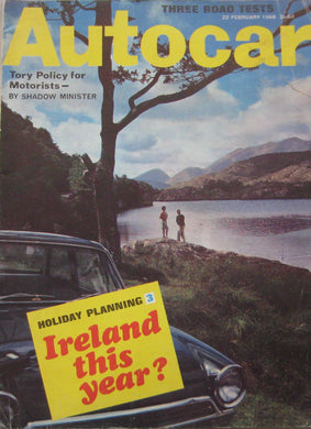 Autocar magazine 22 February 1968 featuring VW Beetle road test,Fiat, Opel Rally Kadett