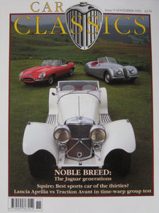 Car Classics magazine November 11/1992 No 9 featuring Jaguar, Squire, Lancia Aprilia, Citroen [Paperback] Kevin Blick