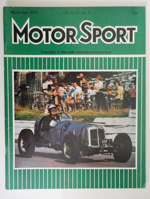 Motor Sport magazine November 1972 Vol XLVIII No 11
