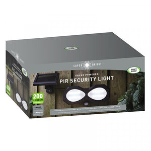PIR 200L (Lumen) Security Light -PIR Motion Sensor Solar Charged (no mains wiring required)