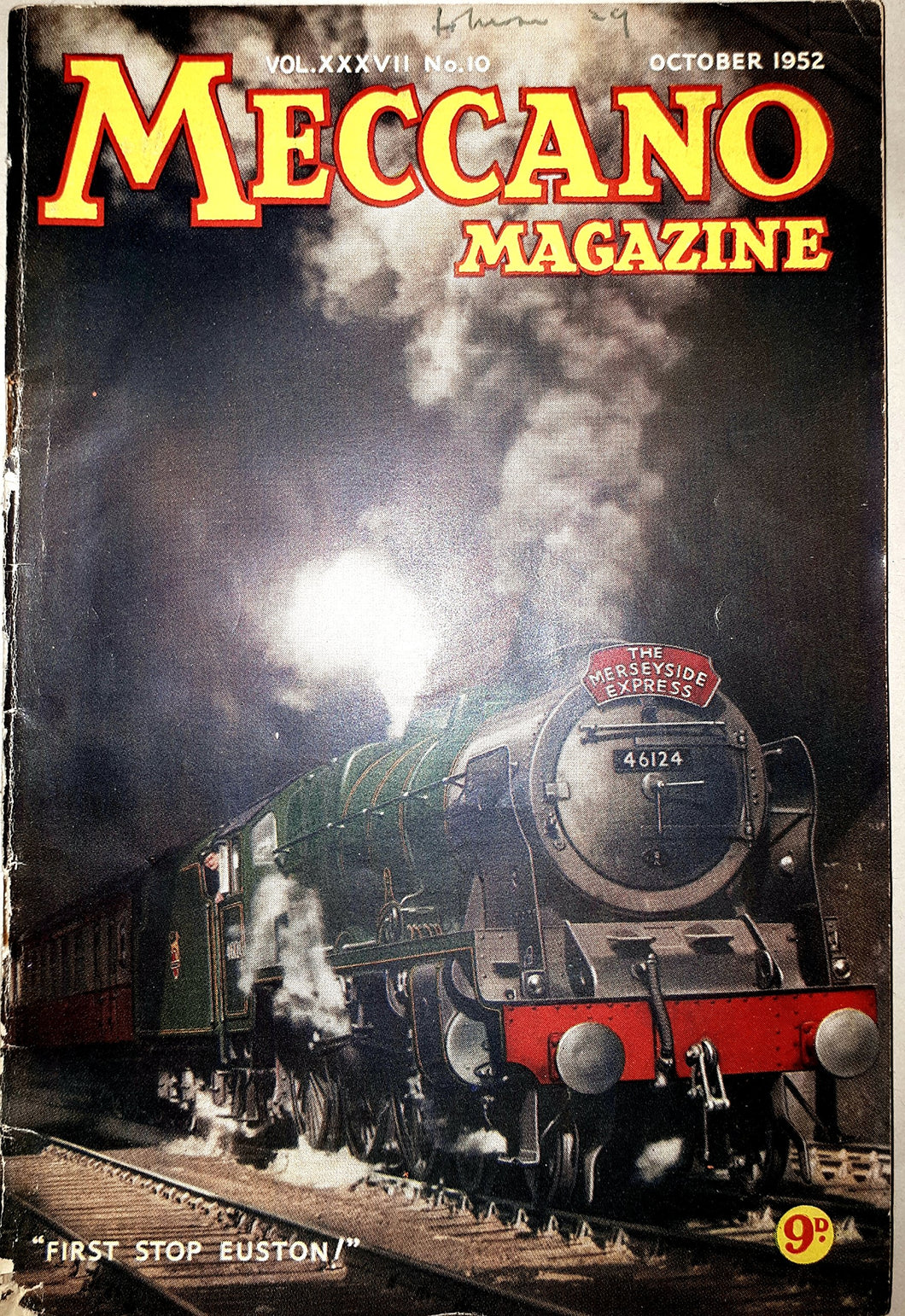 Meccano Magazine Titled To The Front Cover 'First Stop Euston' Volume Xxxvii. No. 10 October 1952