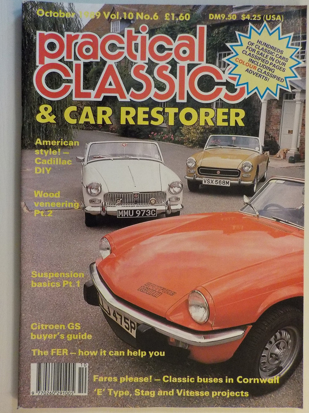 Practical Classics & Car Restorer magazine 10/1989 featuring Jaguar, Cadillac, Porsche [Paperback] Chris Graham