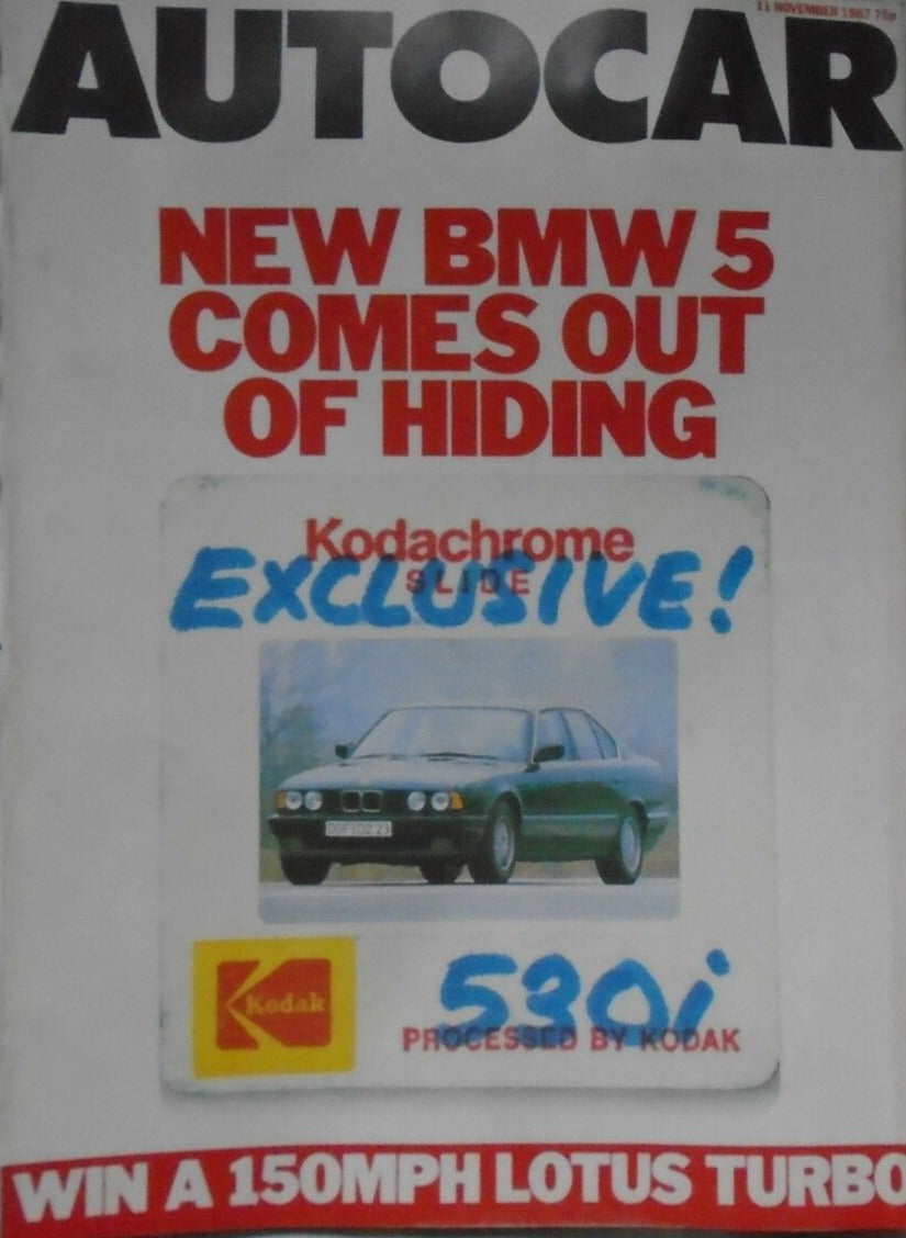 AUTOCAR 11 NOVEMBER 1987. BMW 5, LOTUS TURBO, HONDA CIVIC