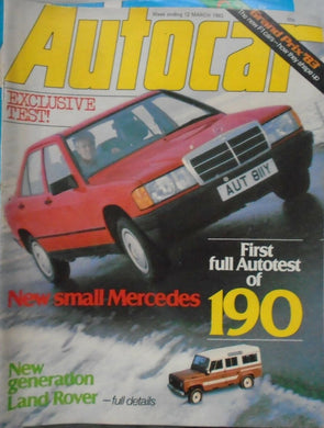 AUTOCAR 12 MARCH 1983 MERCEDES 190, LAND ROVER, GRAND PRIX 1983