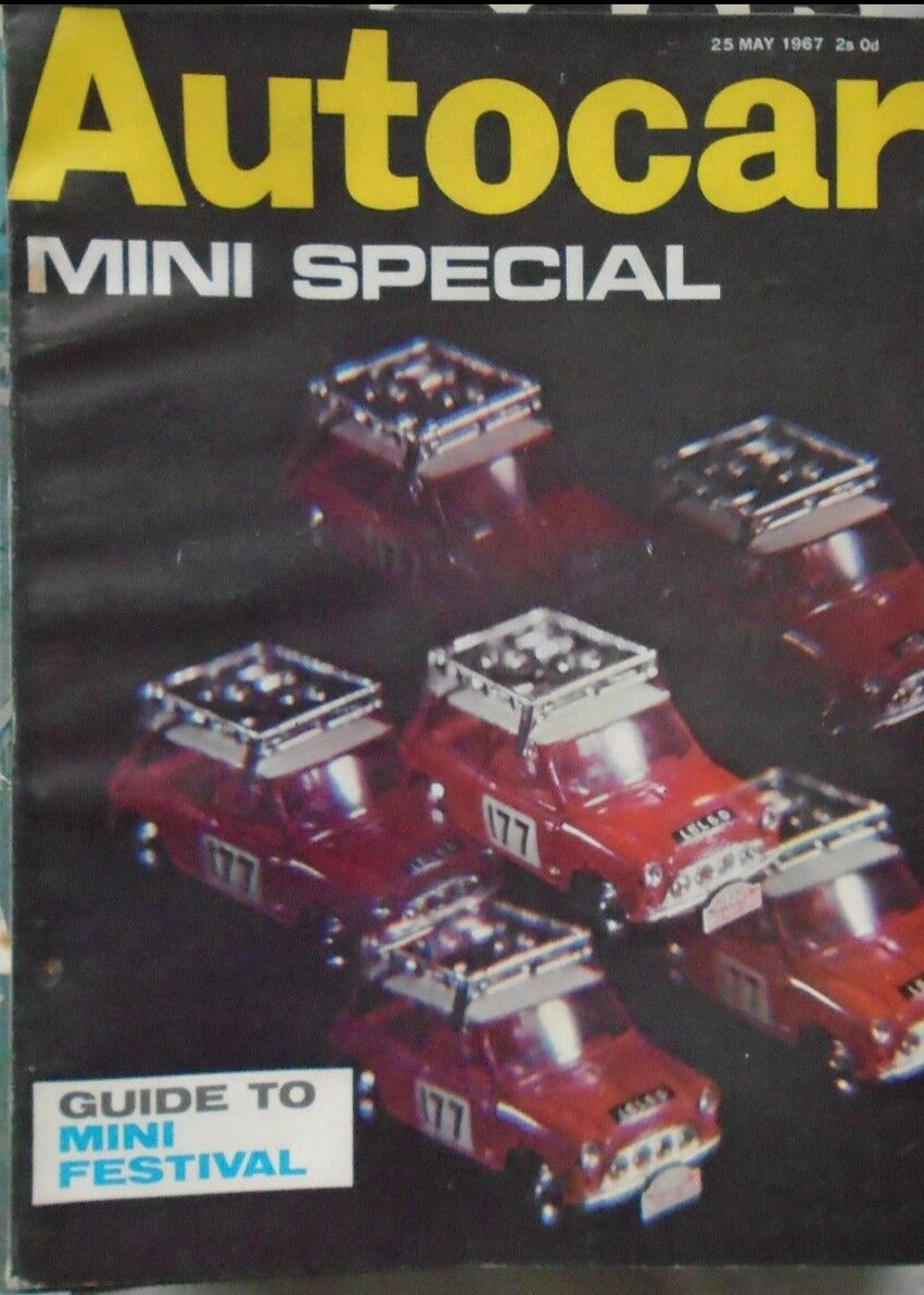 AUTOCAR 25 MAY 1967 MINI SPECIAL, MINI FESTIVAL, ALFA GIULIA 1300TI, WOLS HORNET