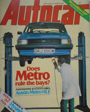 AUTOCAR 27 MARCH 1982 - BRAZIL GP, METRO HLE, HYUNDAI PONY