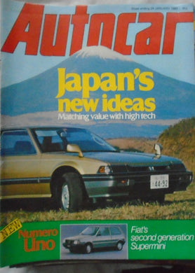 AUTOCAR 29 JANUARY 1983, TOYOTA TERCEL, BELT LAW, FIAT UNO, PEUGEOT 205