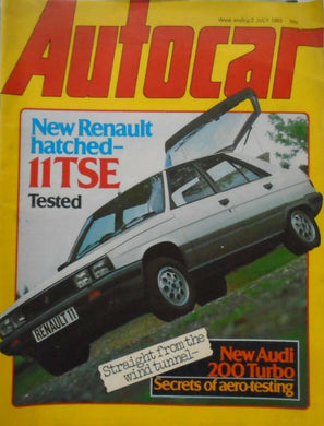 AUTOCAR 2 JULY 1983 RENAULT 11TSE, AUDI 200 TURBO, FIAT UNO