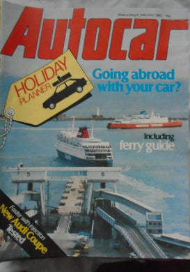 AUTOCAR 8 JANUARY 1983, FERRY GUIDE, AUDI COUPE, MOTOR SPORTS SHOW.