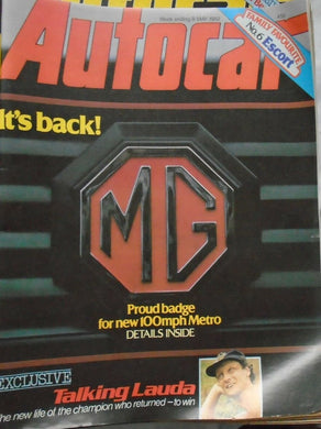 AUTOCAR  8 MAY 1982 - MG- LAUDA- ESCORT - AUDI QUATTRO