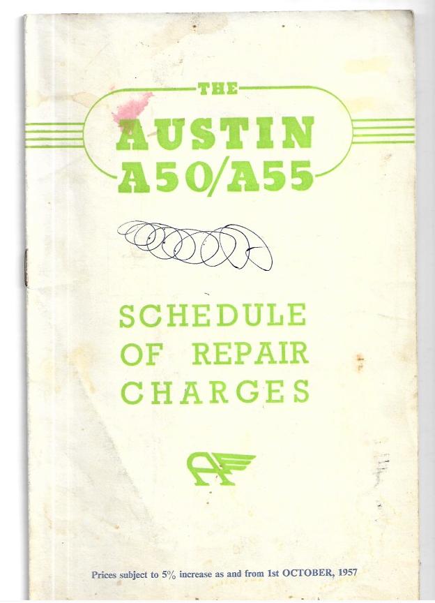 The Austin A50 A55 Schedule of Repair Charges [Paperback] Austin