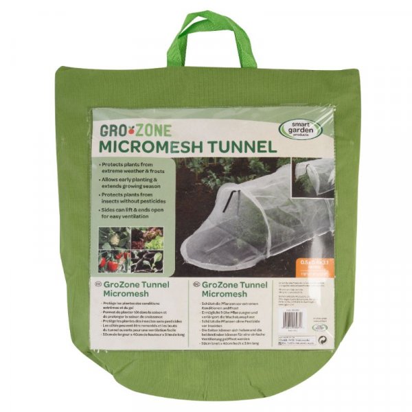 Grozone Micromesh Growing tunnel protect plants, flowers, vegetables from egg laying flies, beetles, caterpillars  - Smart Garden - 40cm x 50cm x 310cm Very fine mesh.