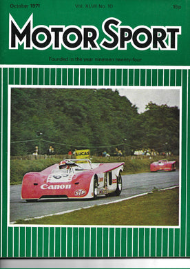 Motor Sport, Motorsport, Magazine, Vol XLVII No 10, October 1971, Very Good Condition