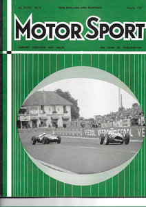 Motor Sport, Motorsport, Magazine, Vol XXXVI August 1960, Very Good Condition