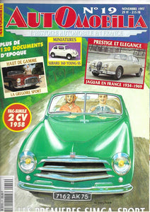 Automobilia L'histoire No 19 November 1997 French Car Magazine - In French