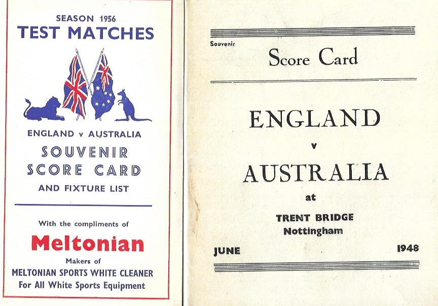 1956 Test Matches England V Australia and 1948 Score Card - 2 Cricket Score Cards