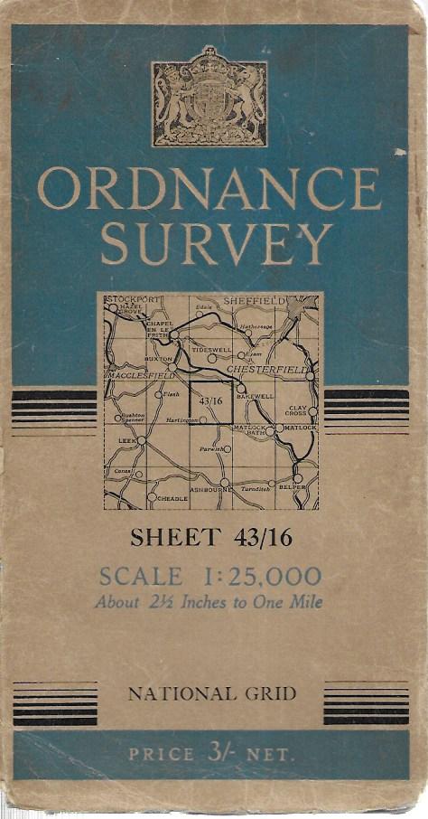 Ordnance Survey - OS - Sheet 43/16 Scale 1:25000 - National Grid - 1949 - Cloth