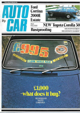 AUTOCAR 15 FEBRUARY 1975. CORTINA 2000E, TOYOTA COROLLA 30 CARS UNDER £1000